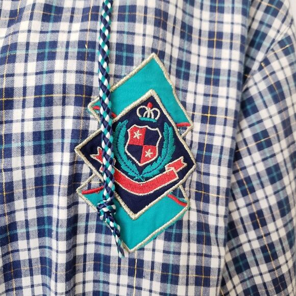 90s Gym Blue Plaid Zip Jacket With Embroidered Logo size large - Picture 4 of 15